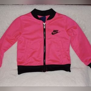 NIKE Girls Toddler Track Zip Up Pink with Black Jacket EUC size  2T-3T